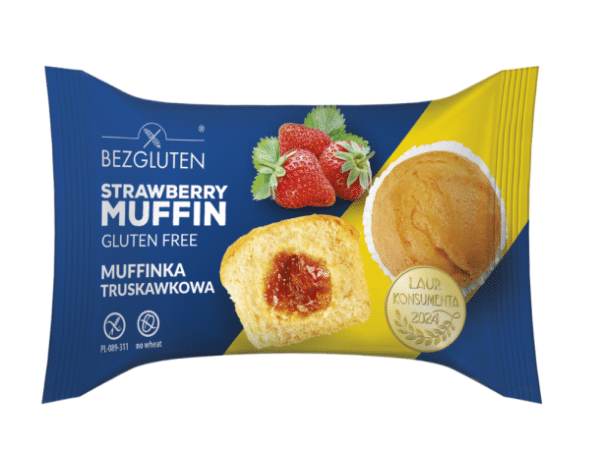 Bezgluten Muffins med jordbærfyll.