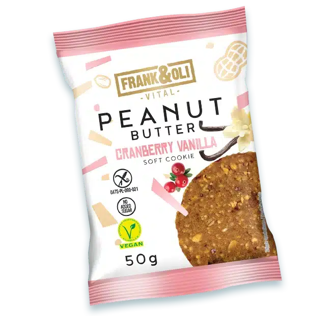 Frank & Oli Peanut Soft Cookie med tranebær og Vanilje