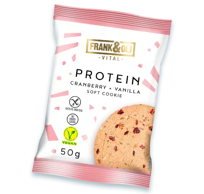 Frank & Oli Protein Soft Cookie med tranebær og Vanilje